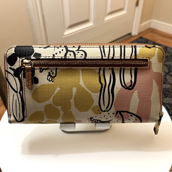 Fossil Emma Zip Around Wallet with Black, Pink, Gray, and Yellow Cactus Theme - Picture 2 of 8